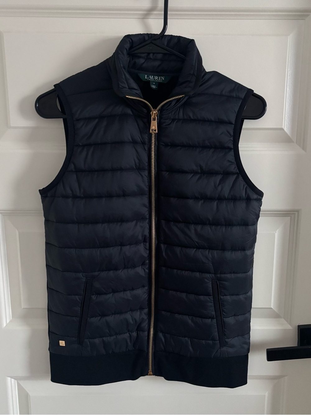 Ralph Lauren Navy Quilted Puffer Vest with Gold Zipper